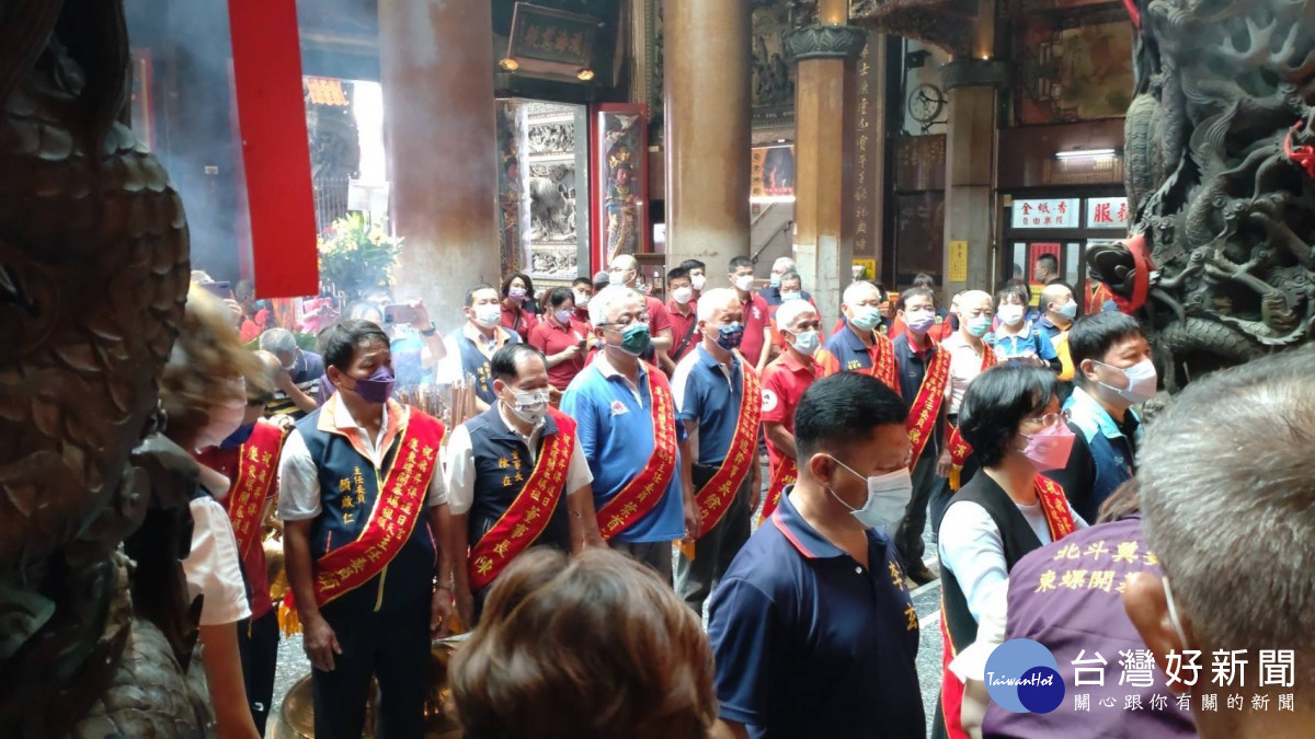 北斗奠安宮慶祝東螺開基媽祖飛昇得道日,十六間宮廟主神祝賀。圖/記者鄧富珍攝