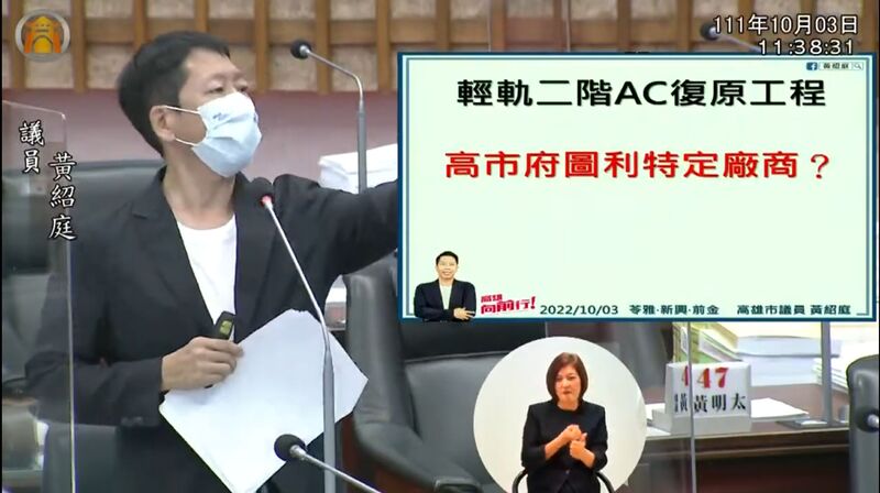 漾新聞|黃紹庭總質詢質疑輕軌二階爆工程弊案 圖利特定廠商要求檢調偵辦