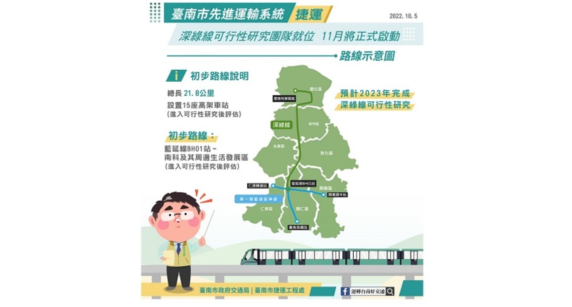 台南捷運深綠線團隊就位展開可研規劃