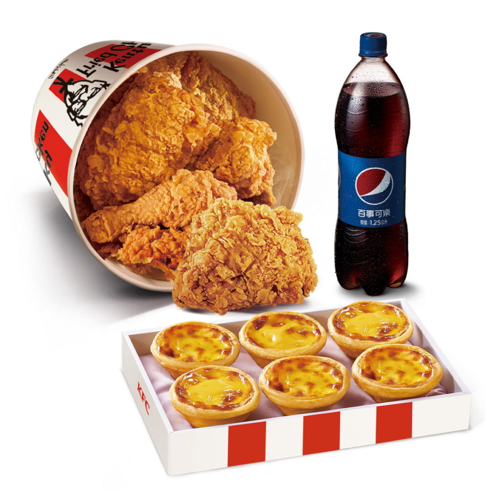 鐵粉最愛經典口味「咔啦連假歡聚餐」咔啦脆雞x6+原味蛋撻x6+百事可樂(瓶)x1優惠價$429.