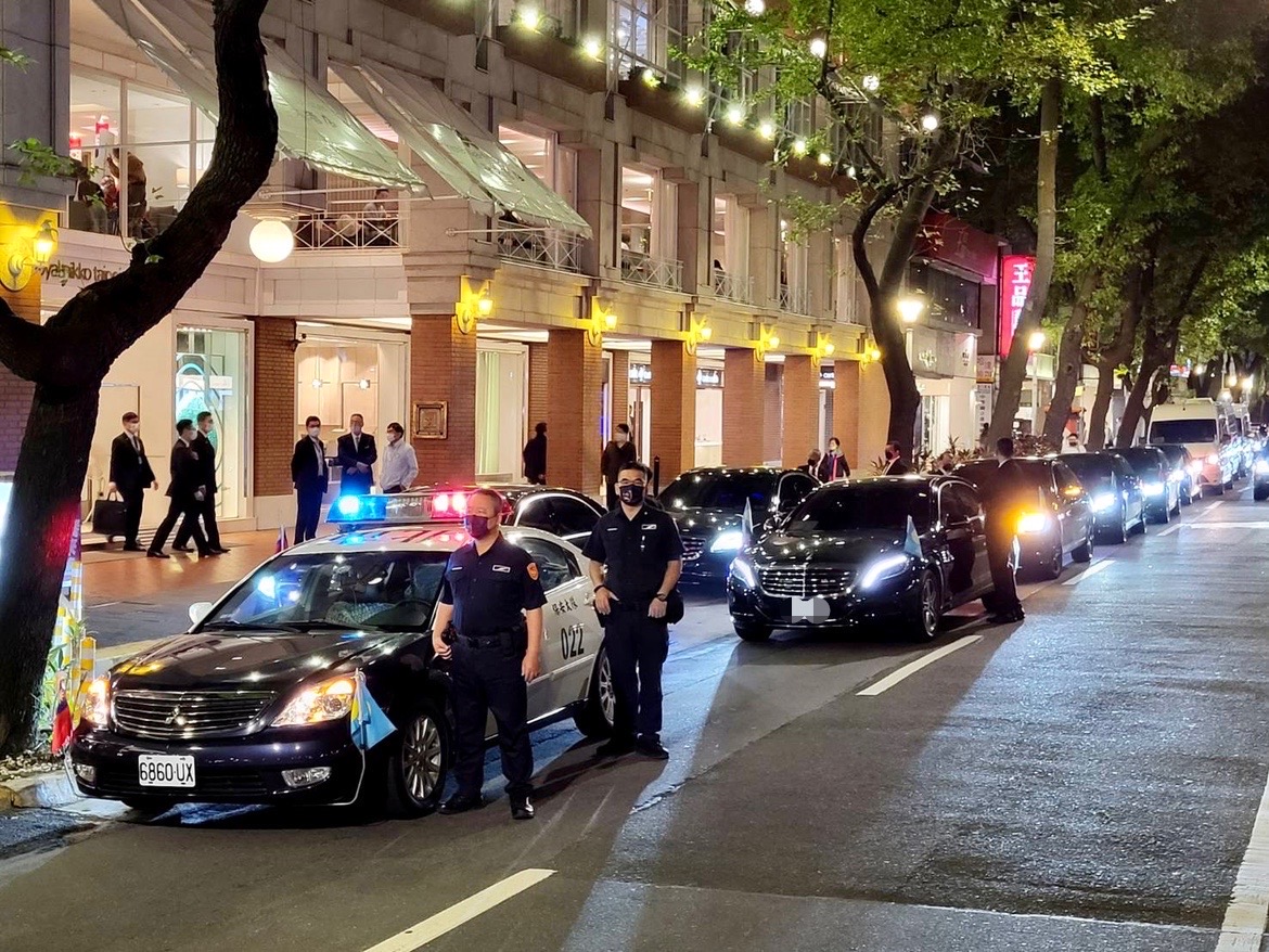 圖片說明:臺北市保安警察大隊執行外賓訪華車隊安全勤務,各項維安工作務必做到滴水不漏。(記者宋紹誠翻攝)