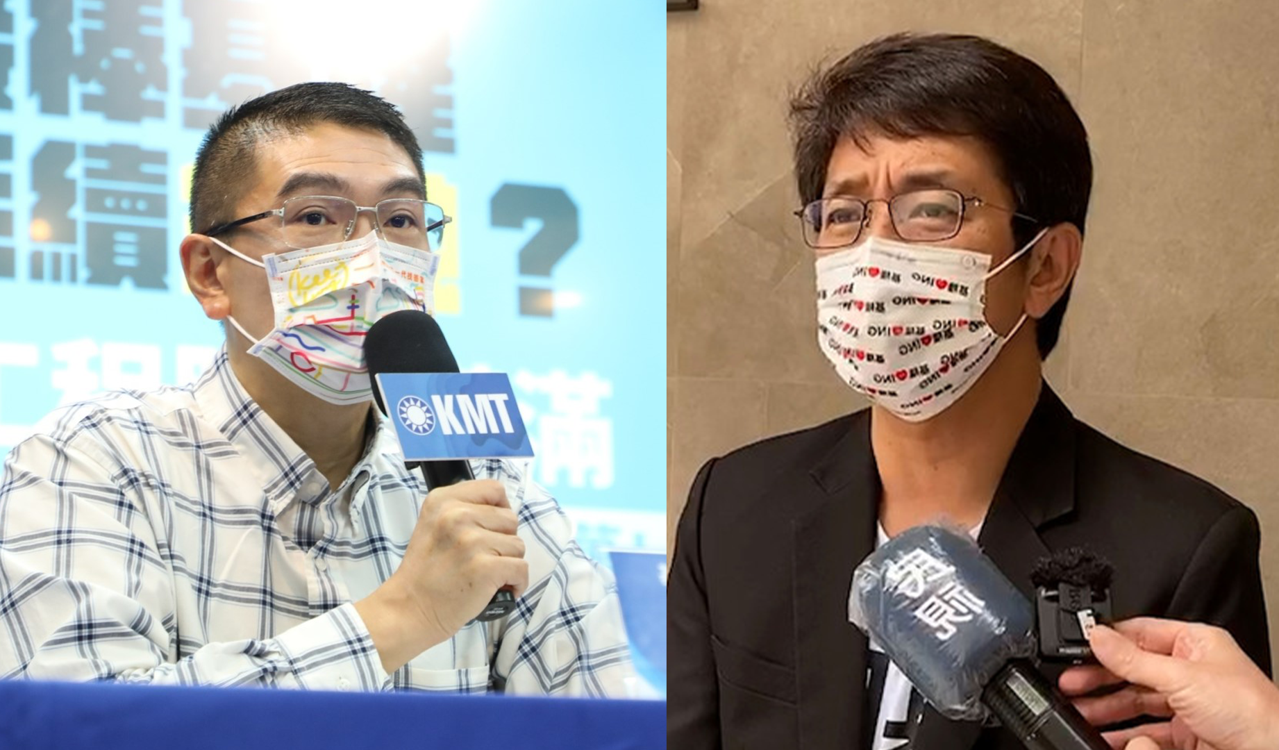 謝國樑(左)13日指控蔡適應親信違法包攬工,蔡應適駁斥指控不實。合成照片/國民黨、蔡適應提供