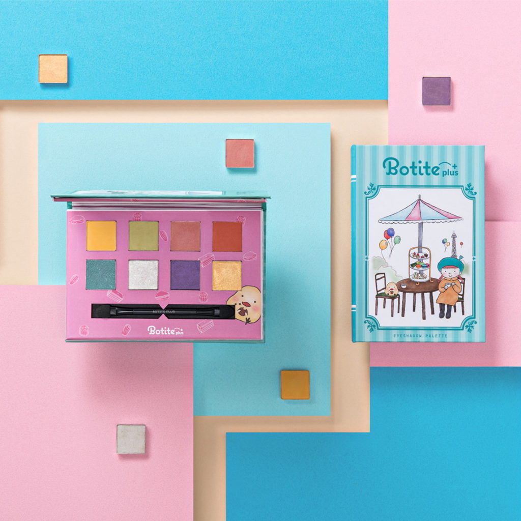 BOTITE PLUS烤布蕾系列眼影盤使用礦物彩妝,溫水即可卸!建議售價799元。