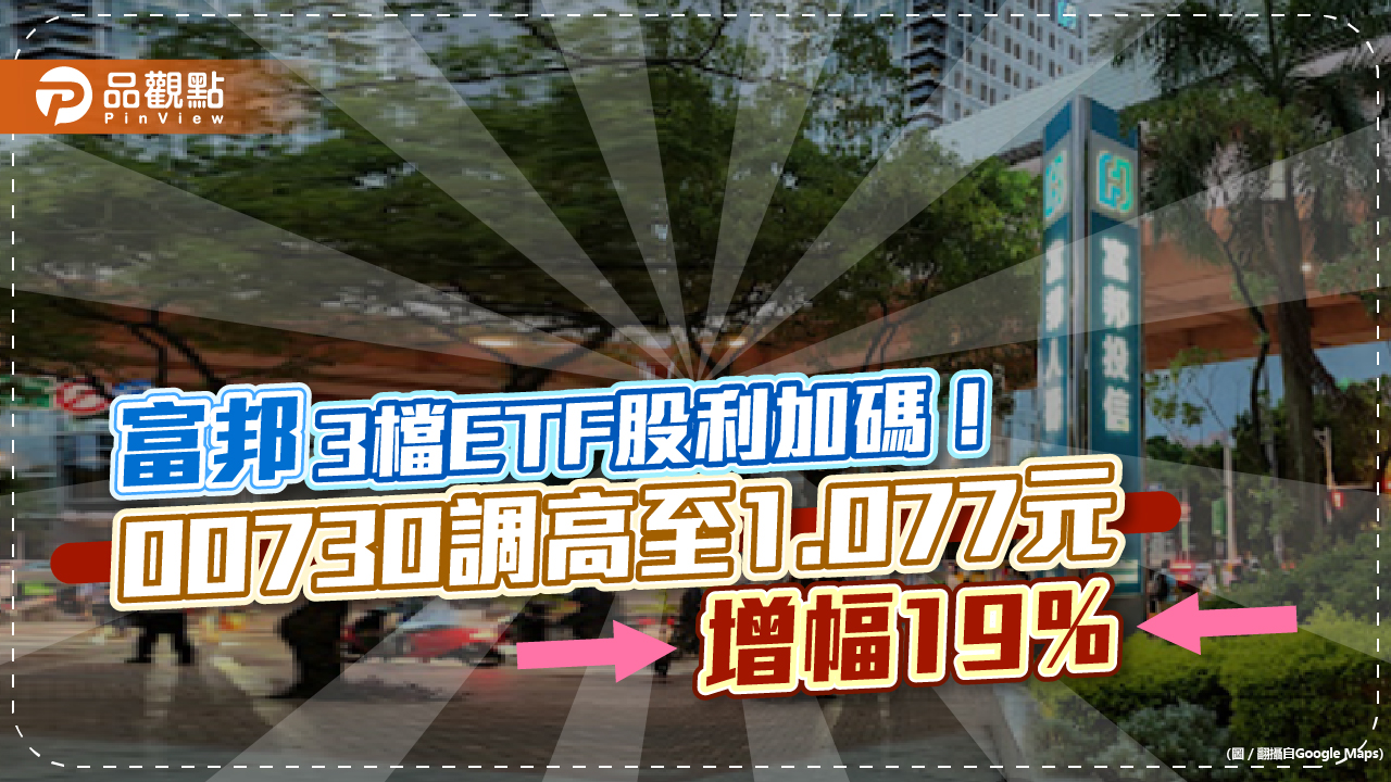 富邦3檔ETF股利加碼！00730調高至1.077元 「增幅19％」　這2檔也調高 ｜財經