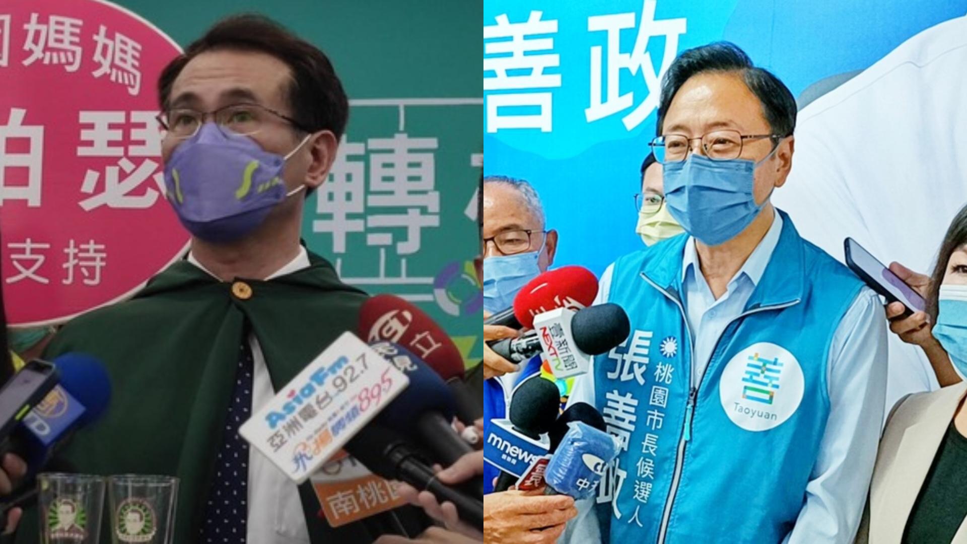 鄭運鵬(左)近日猛攻張善政任統派政黨顧問、張善政(右)則反控鄭運鵬立委選輸就去賺人民幣。資料照片/中央社
