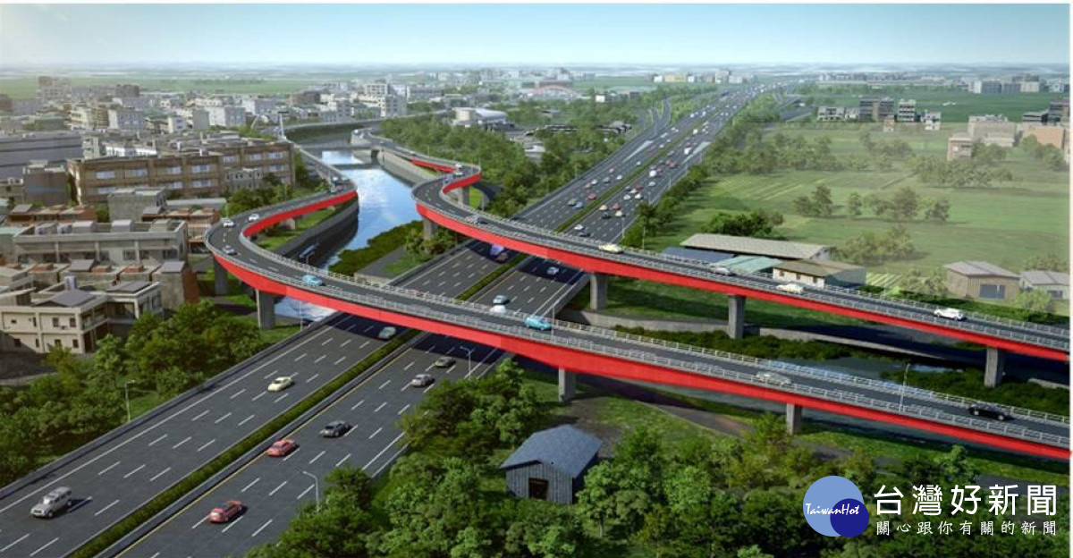 跨越國道1號高速公路鋼橋模擬圖。圖/彰化縣政府提供