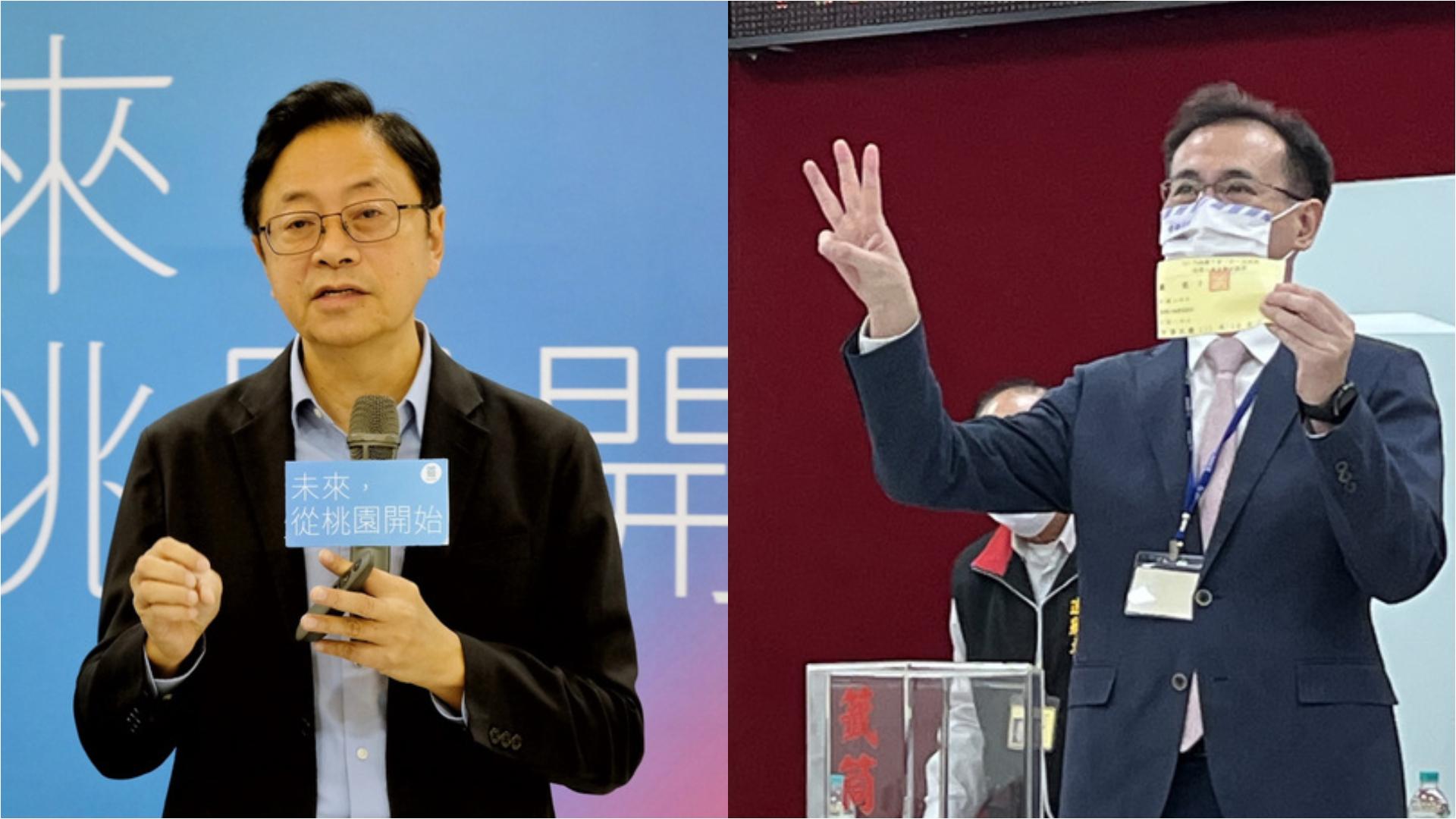 張善政、鄭運鵬為宏碁案交鋒。合成照片/中央社