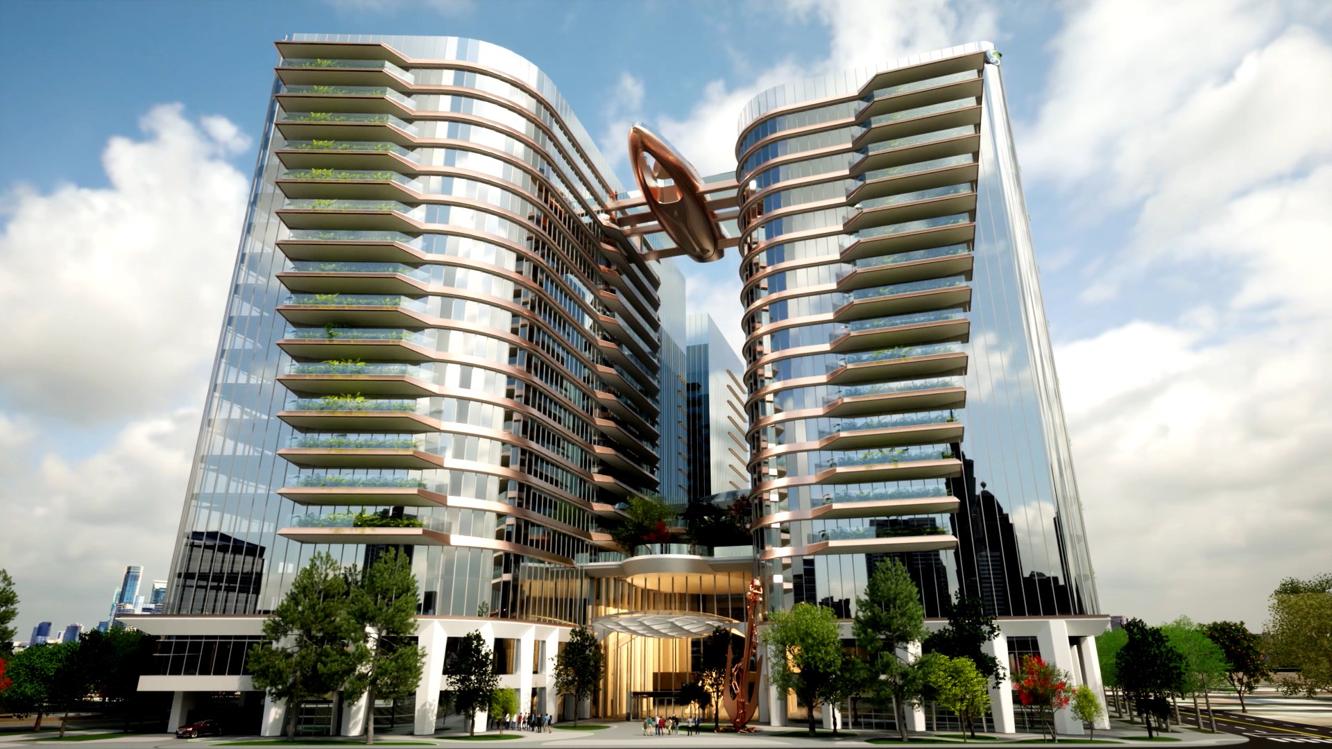 ▲京華廣場ESG頂級商辦園區外觀3D示意圖。(圖/業者提供)