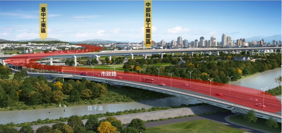西屯區市政路延伸開發示意圖。(資料來源/臺中市政府)
