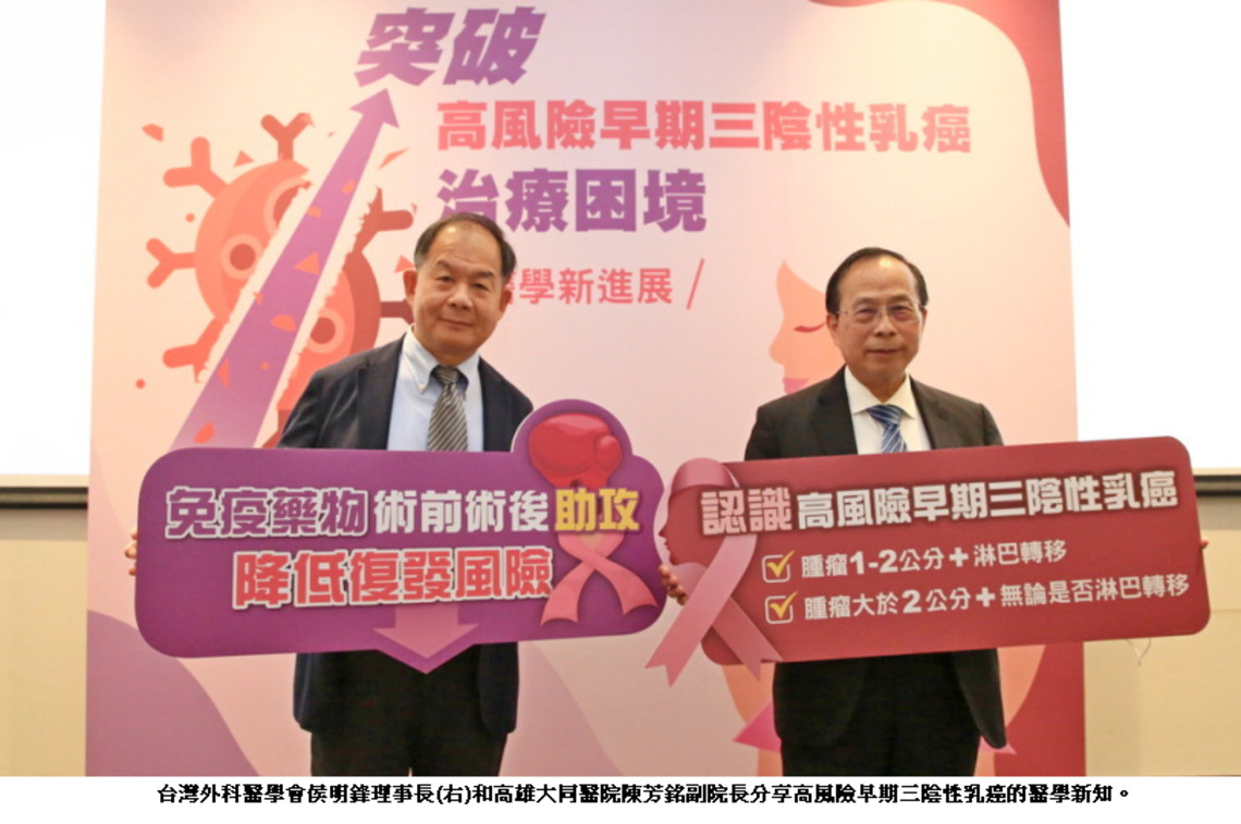 突破高風險早期三陰性乳癌治療困境   免疫治療相挺 手術「前8後9」不易復發