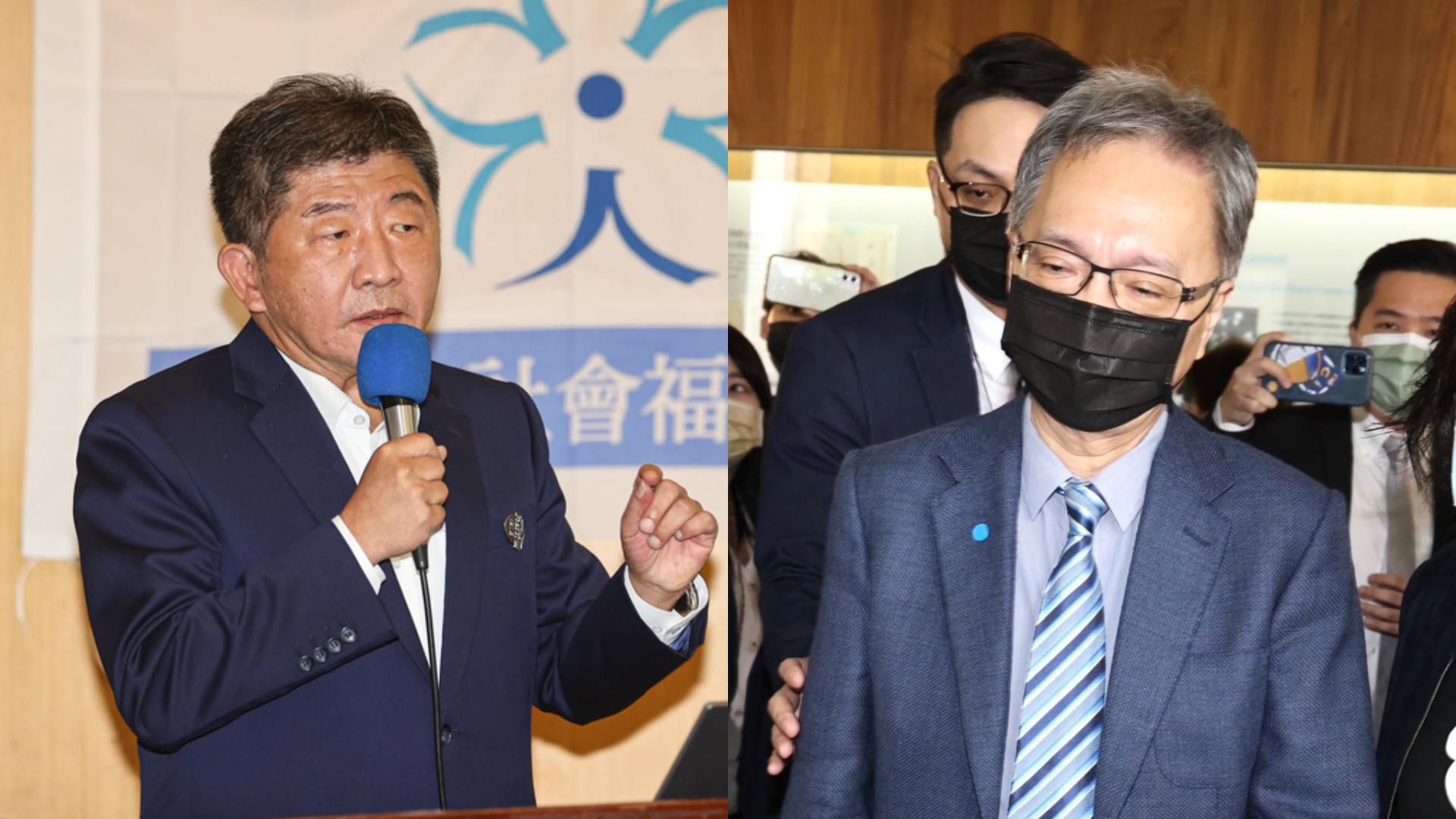 薛瑞元（右）遭爆「帶隊」指揮中心夜奔陳時中競總。合成畫面／中央社、林啟弘攝
