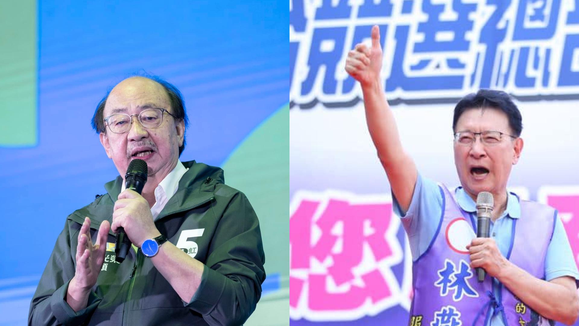 趙少康(右)拋國民黨新竹市長選舉是否棄保,柯建銘認為,應該國民黨大內鬥提早登場,2024總統局已拉開序幕