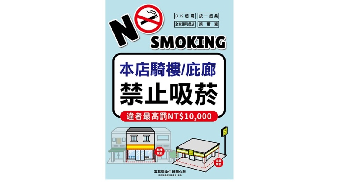 雲林縣4大連鎖便利商店之騎樓、庇廊自112年1月1日起全面禁菸