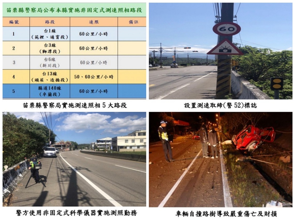 苗警於5處易違規肇事路段啟動非固定式測照 盼遏止日漸增加超速歪風 保障民眾生命安全