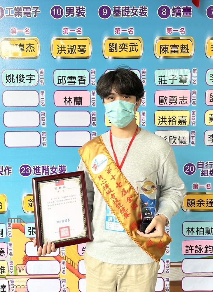 漾新聞|三民家商聽障生劉奕武克服障礙勇奪身障者技能競賽基礎女裝全國第一