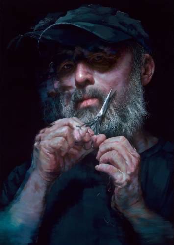 藝術家尤瑋毅作品認真地老去 150X100cm 油彩畫布 2022。(圖/ 尤瑋毅/提供)