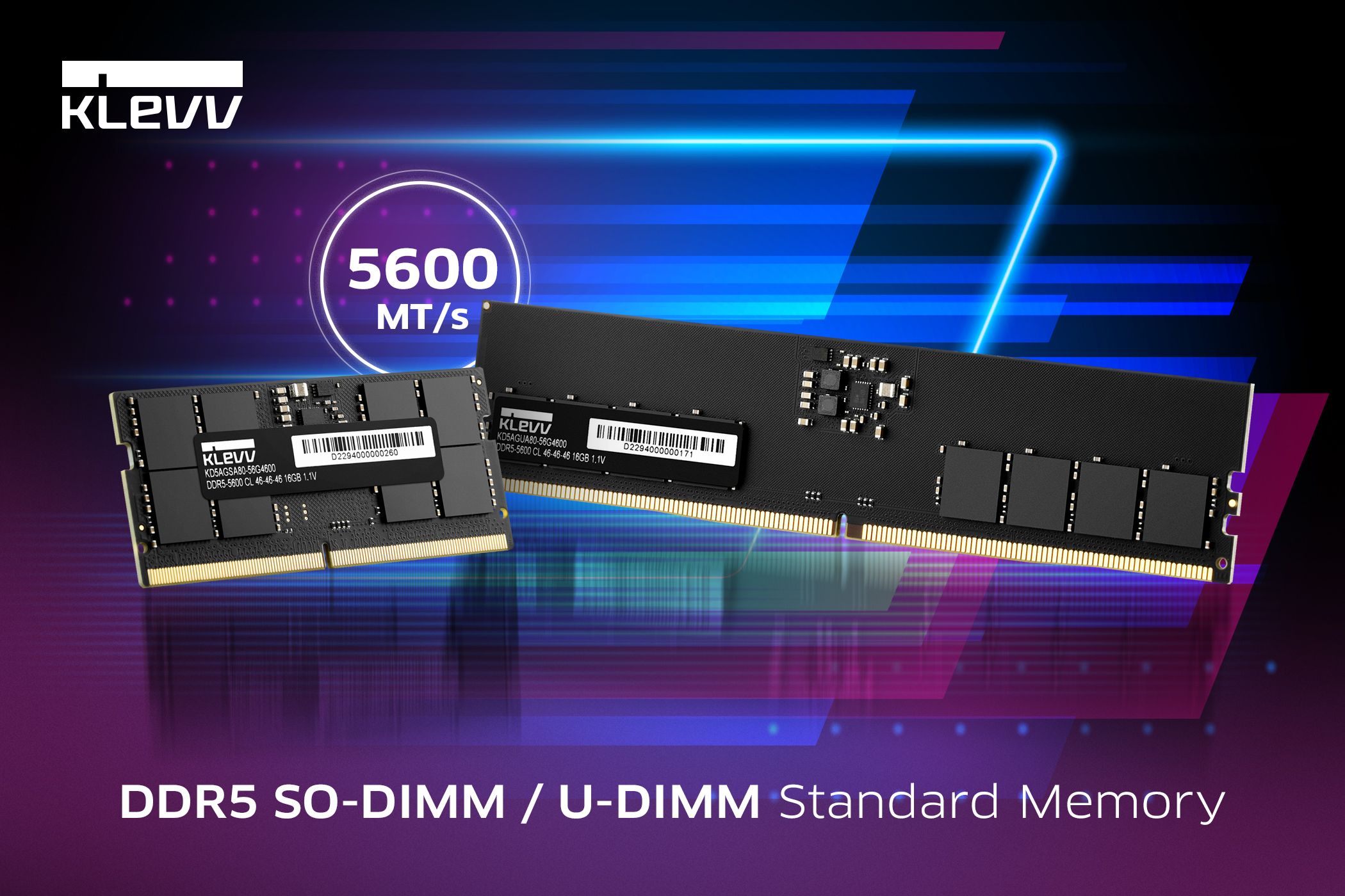 科賦推出全新 5600MT/s DDR5 標準桌上型 / 筆記型電腦用記憶體