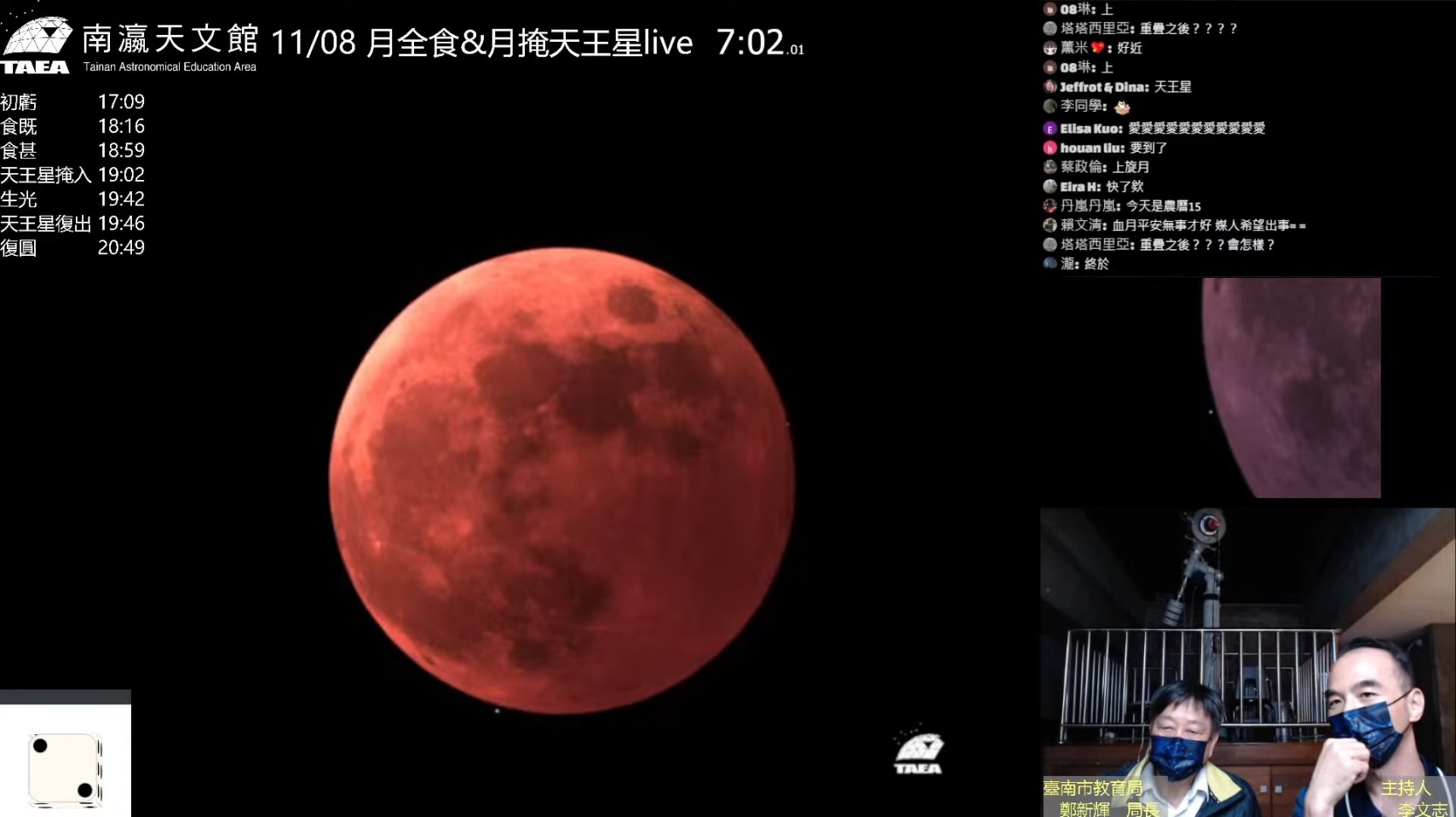 「血海狸月&月掩天王星」 南市天文館直播逾80萬人次觀看