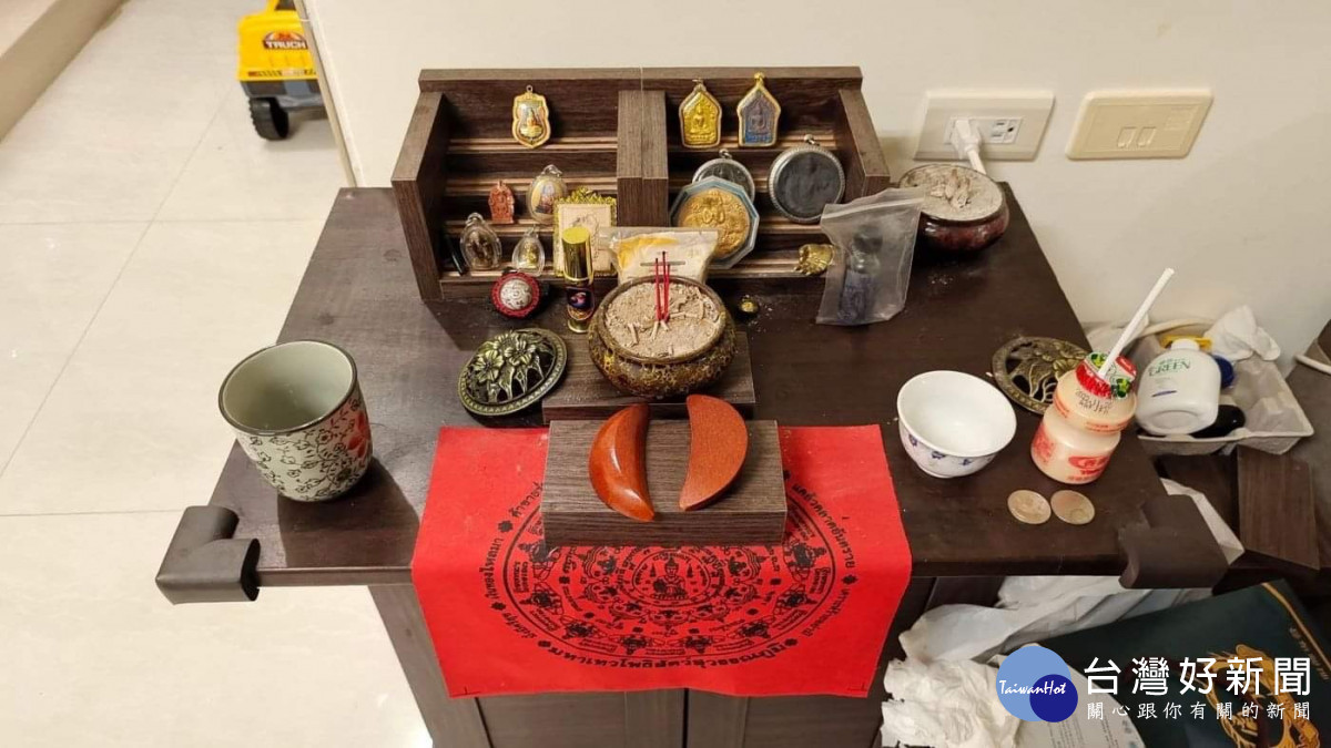 警方發現犯嫌疑似在屋內養小鬼,以祈求詐騙犯行順遂/警方提供