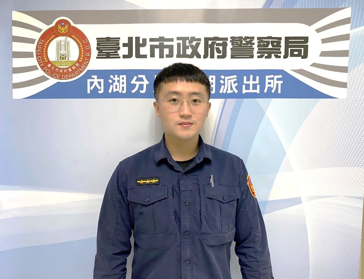圖片說明:內湖分局西湖派出所警員李文棟。(記者 宋紹誠攝)