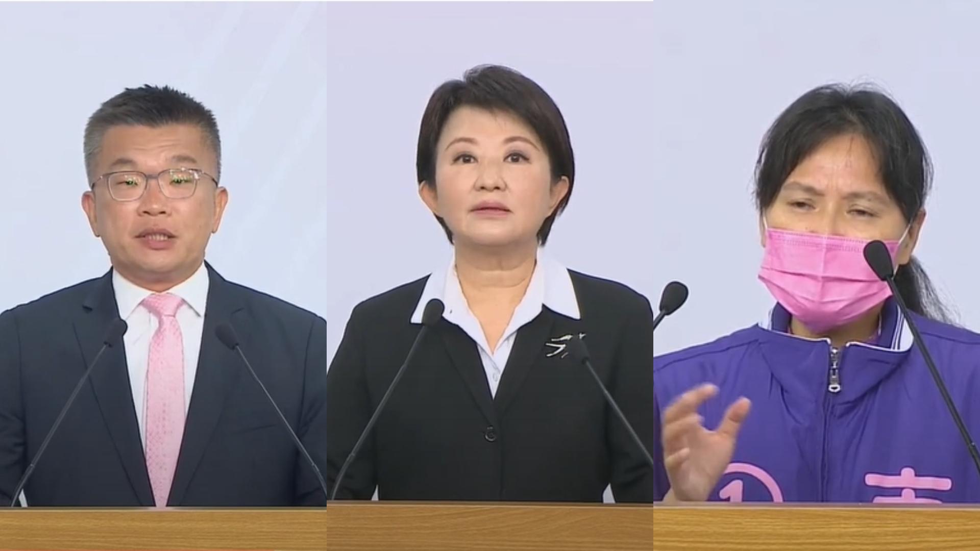 台中市長政見15日晚間登場,力拚連任的市長盧秀燕和民進黨候選人蔡其昌,以及無黨籍候選人陳美妃,首度正面交鋒。翻攝直播畫面