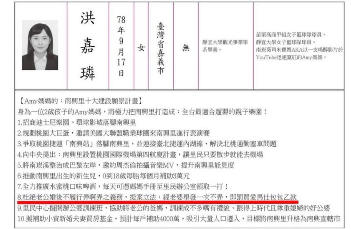 嘉義一位女性里長候選人驚人政見/波新聞