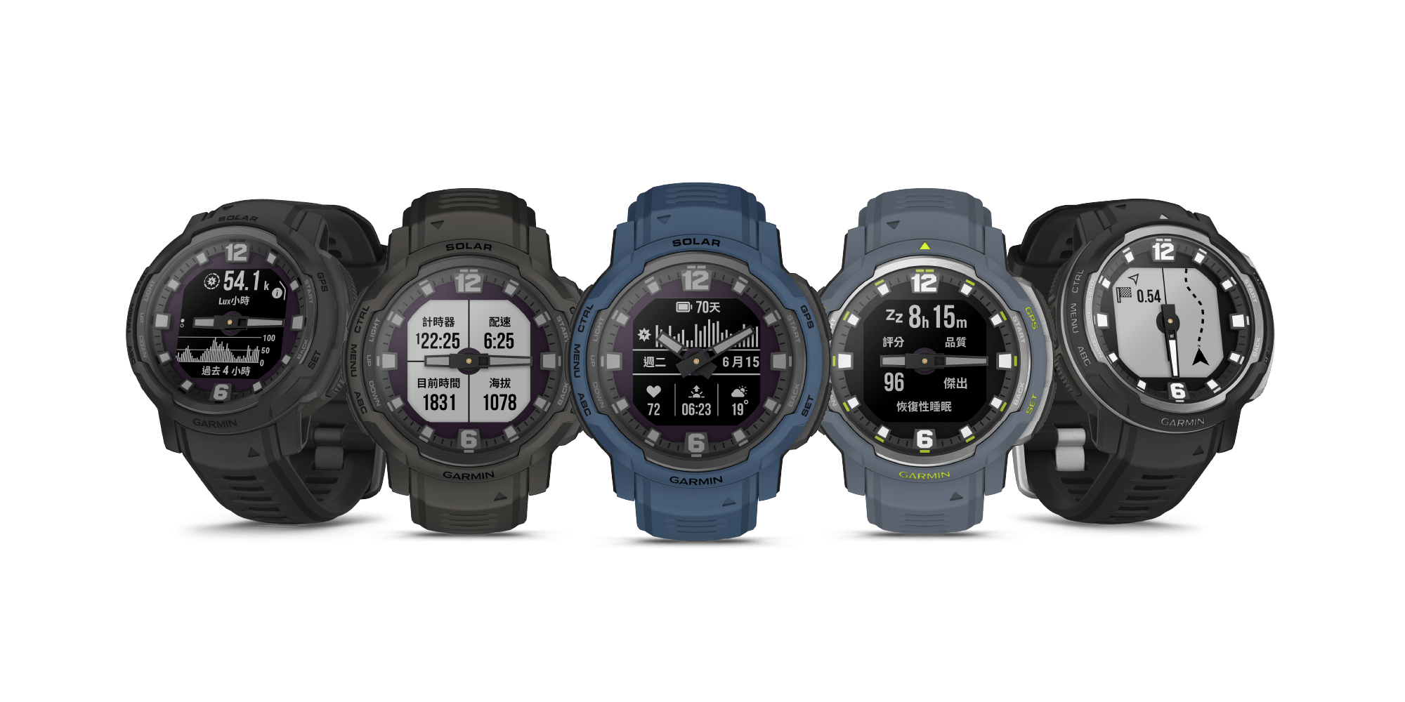 為應援各式玩家穿搭需求,Garmin Instinct Crossover 以硬派外型搭配強悍雙層錶圈,並推出5款內斂沉穩選色