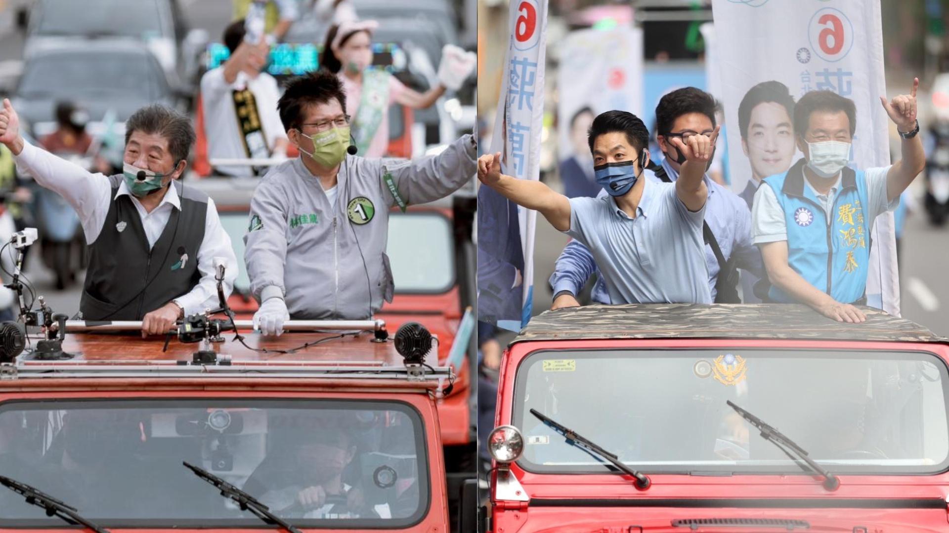 台灣九合一選舉,國際媒體最關注台北市長選戰,國民黨候選人蔣萬安(右)、民進黨候選人陳時中(左)聲勢相當。 合成照片取自蔣萬安、陳時中臉書