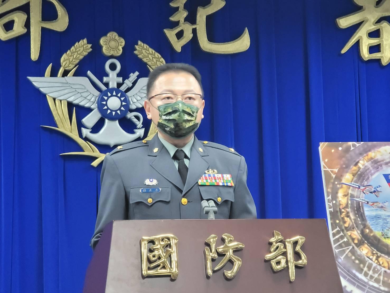 國防部軍事發言人孫立方表示,共軍沒有異常活動。王烱華攝