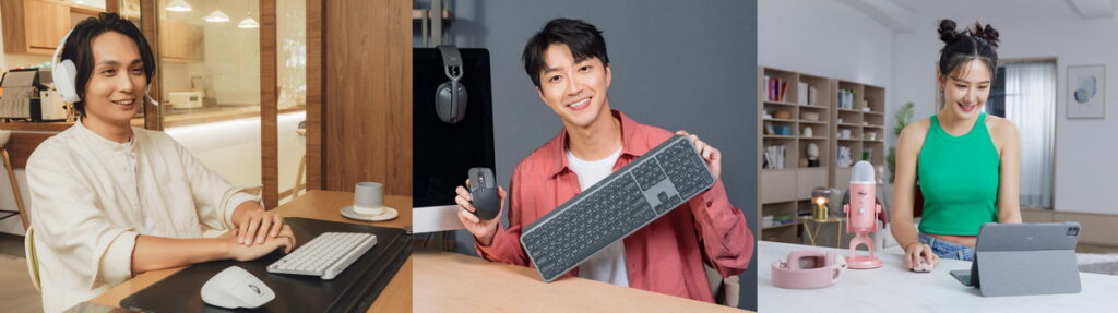 多位名人共同推薦Logitech MX高階商務鍵鼠系列，讓講求高效率與工作環境的朋友、情人、甚至自己，不管在哪裡，都能擁有舒適的辦公空間！(圖左起：知名導演 殷振豪、桌球王子 江宏傑、潮流女神 安心亞)