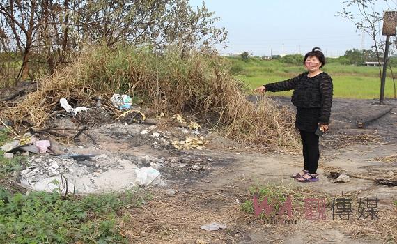大埤南和滯洪池岸成垃圾場　亂倒焚燒廢棄物破壞環境