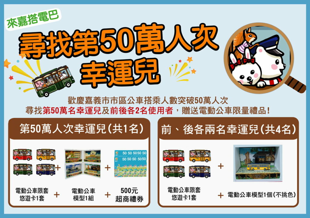 嘉義市電動公車尋找50萬幸運兒