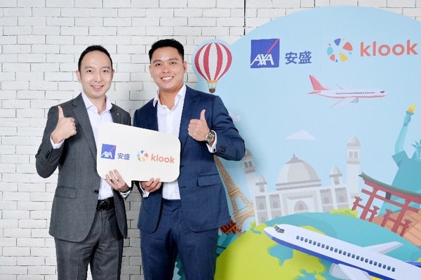 AXA安盛與Klook合作推出「 Klook客路旅遊保」，為需要保險保障的 Klook 客戶提供一站式購物體驗，協助客戶應付後疫情時期旅途中每個階段的潛在風險。 圖左起：AXA安盛首席一般保險業務總監黎柱基以及Klook企業發展副總裁孫傳勝。