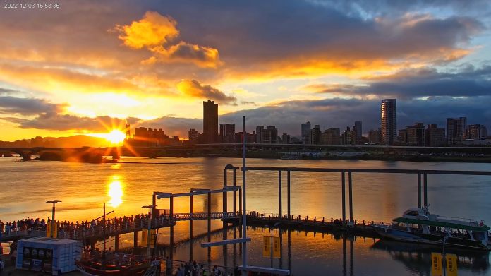 大稻埕碼頭夕陽景緻。