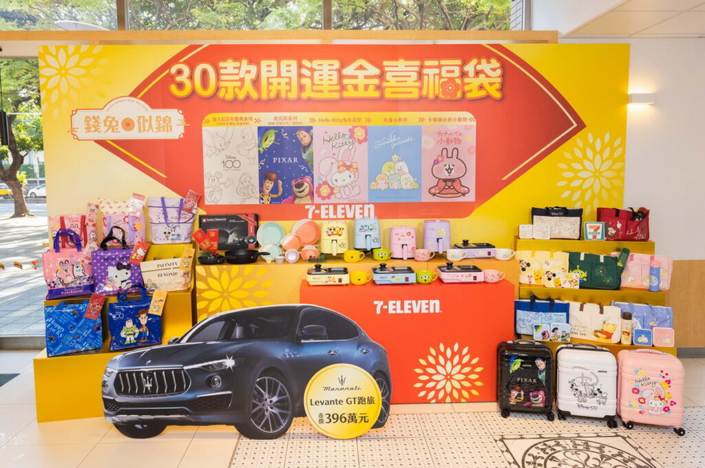7-ELEVEN開運金喜福袋於1月1日開賣，福袋主題集結五大人氣動畫+兩大精品品牌推出「限量開運金喜福袋」