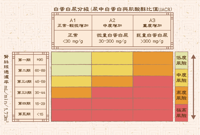 腎臟紅綠燈風險圖。(台灣腎臟醫學會提供)