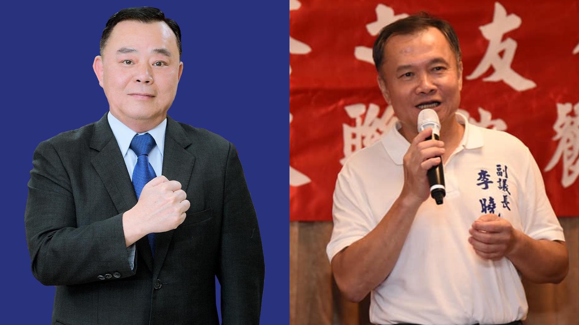 現任議長國民黨籍邱奕勝(左)、副議長李曉鐘(右)連任成功。翻攝兩人臉書