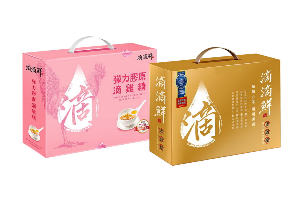 萊爾富門市精選年節禮盒-滴滴鮮滴雞精與彈力膠原滴雞精禮盒(超商獨家),每盒10入,原價1,780元,新春價1,399元。