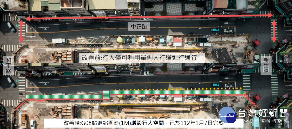 G08站行人通道改善示意圖。<br /><br /> <br /><br />