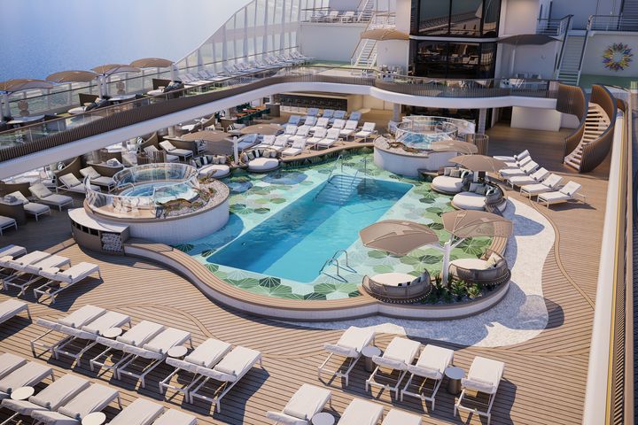 大洋郵輪(Oceania Cruises)頂樓甲板,可以讓旅客享受日光浴。 圖:大洋郵輪/提供