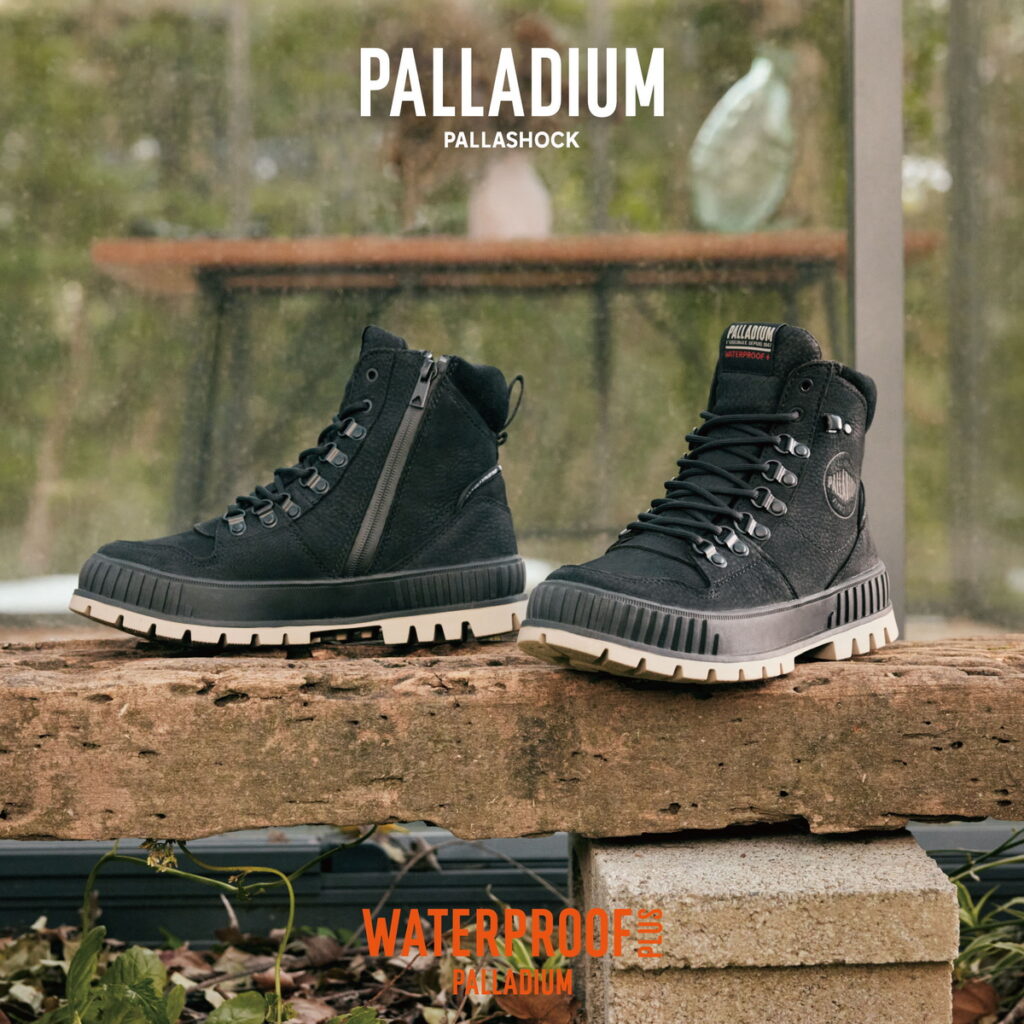 橘標防水PALLASHOCK HI CUFF巧克力靴的酷黑餅乾是吳映潔最愛的專屬色