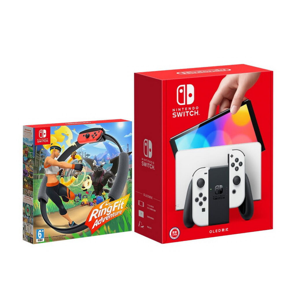 「任天堂」Switch OLED白色主機,健身環大冒險組,優惠價11,830元。