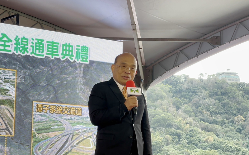 行政院長蘇貞昌16日出席國道4號台中環線豐原潭子 段計畫全線通車典禮。中央社