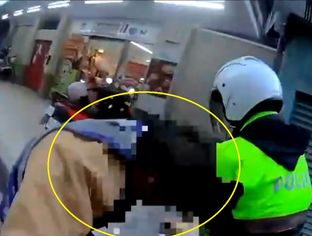 不願年前入監 併排違停警盤查通緝男下車想逃 110 02230116