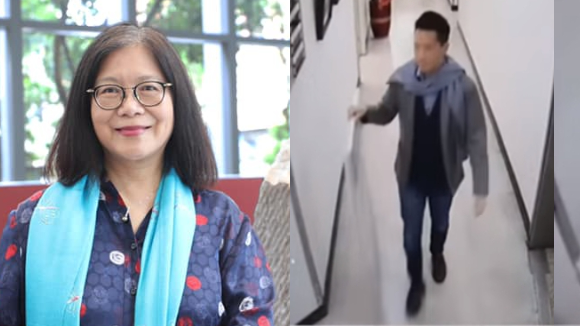 徐國勇日前公布何志偉丟砂畫畫面(右)引發討論,管碧玲稱有向立院申請調閱監視器畫面,但沒對外揭露。翻攝管碧玲臉書、翻攝《全國第一勇》Youtube