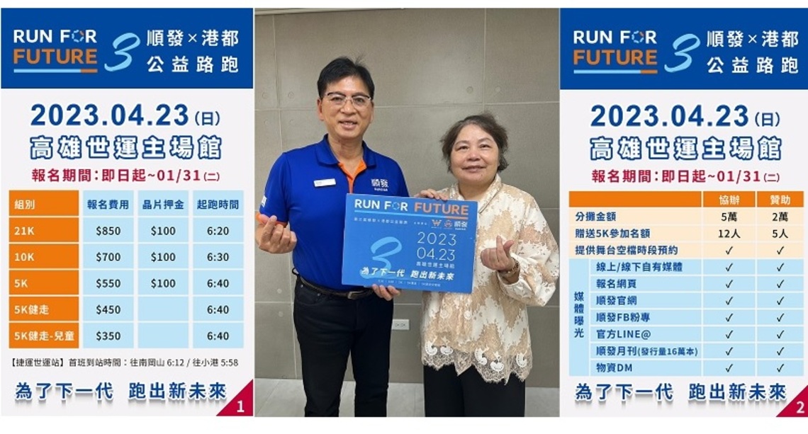 2023 RUN FOR FUTURE 第三屆順發x港都公益路跑 要來了!!