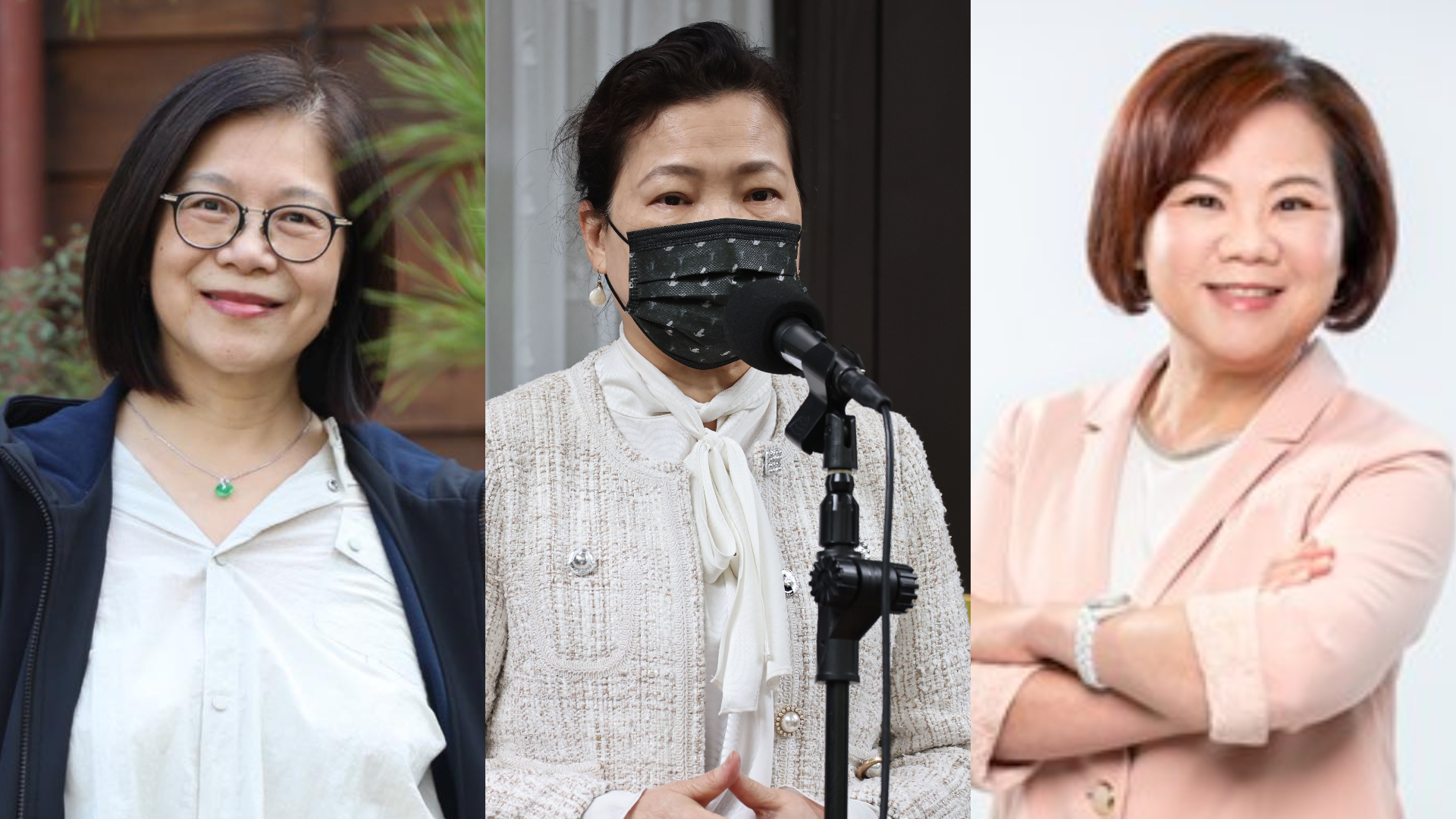 管碧玲(左,翻攝管碧玲臉書)將接任海委會主委,經濟部長王美花(中,資料照片)、勞動部長許銘春(右,勞動部提供)獲留任。合成照片