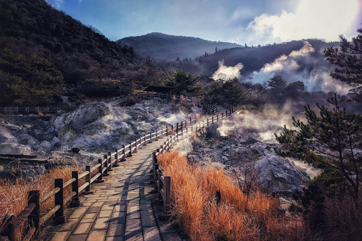 長崎雲仙市早春夢幻雙景 賞霧冰、粉櫻還能泡溫泉