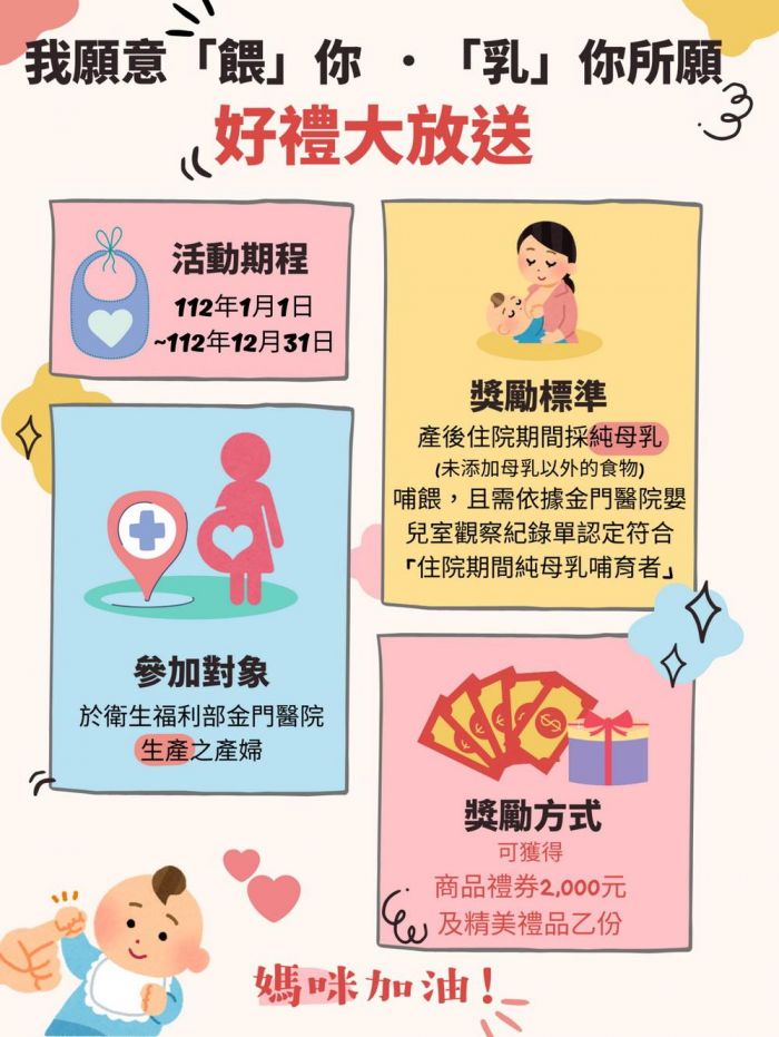 金門提升純母乳哺育  我願意餵你(妳)乳你(妳)所願