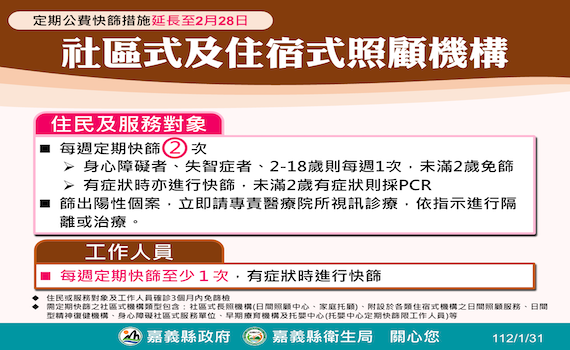 嘉義縣31日確診新增達516人 縣府:長照機構定期篩檢延到228